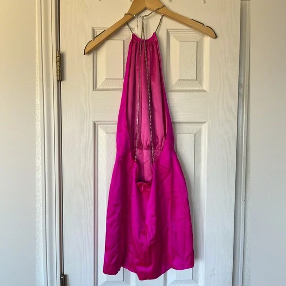 NWOT Retrofete Anahita Pink Silk Halter Neck Mini Dress Size XS - Picture 7 of 14